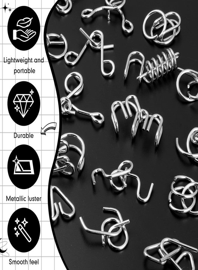 Yilloog Metal Brain Teaser Puzzles Set of 36 with Pouch, Steel IQ Games Physics Mind Metal Puzzles for Adults Basket Stocking Stuffers for Adults Challenge Gifts(Medium) - Image 4